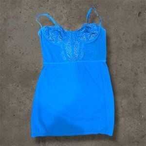 URBAN OUTFITTERS Blue Lace Bustier Brenna Mini Dress Women's Size Small